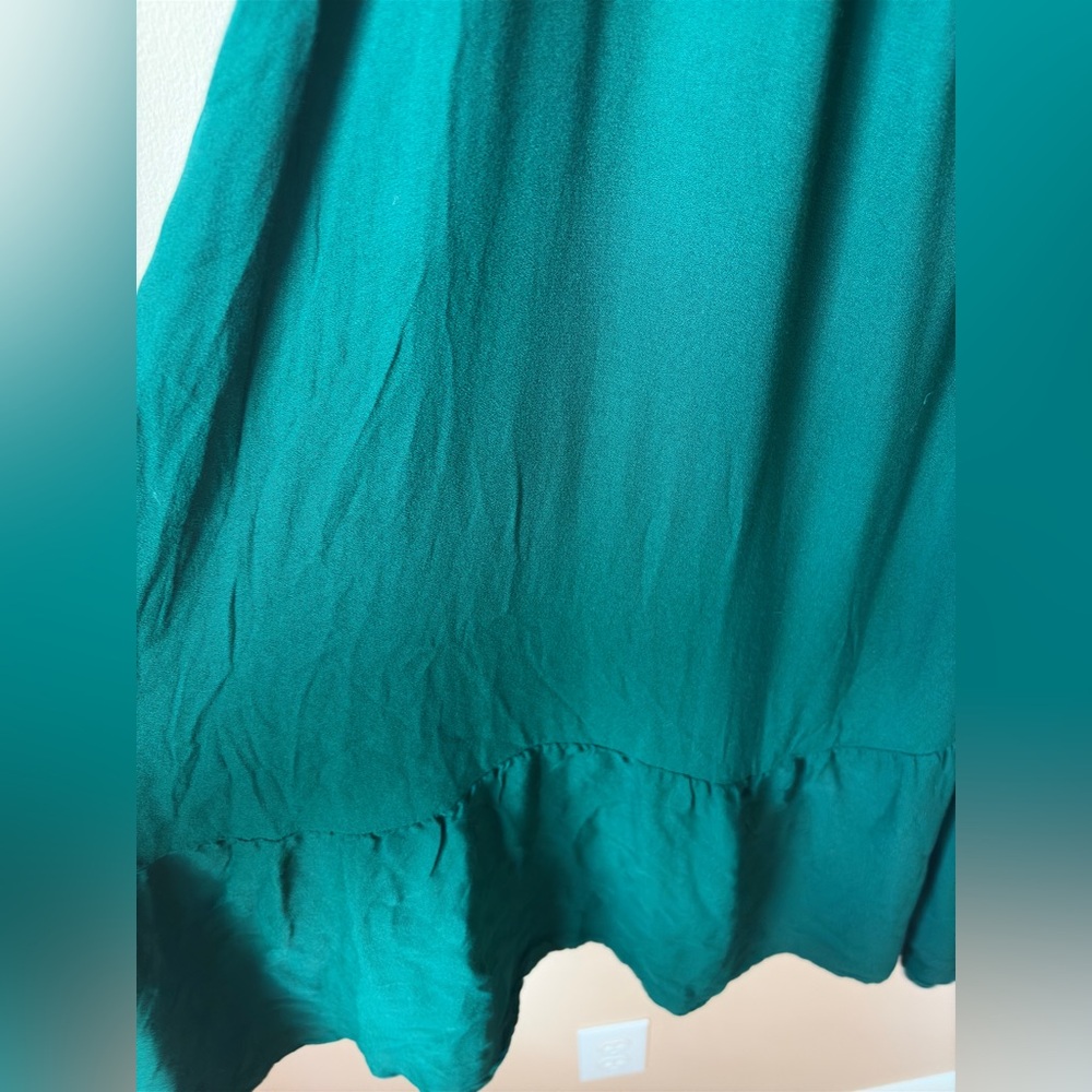 New Reformation Mica Puff Long Sleeve Emerald Green Midi Dress Sz 8 Square Neck - Picture 10 of 11